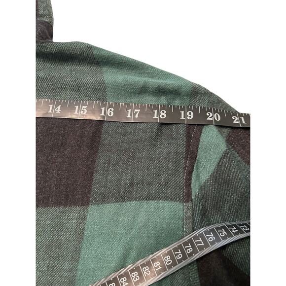 NWT American Eagle Baby Doll Cut Green Buffalo Check Long Sleeve Flannel Top - Picture 6 of 11